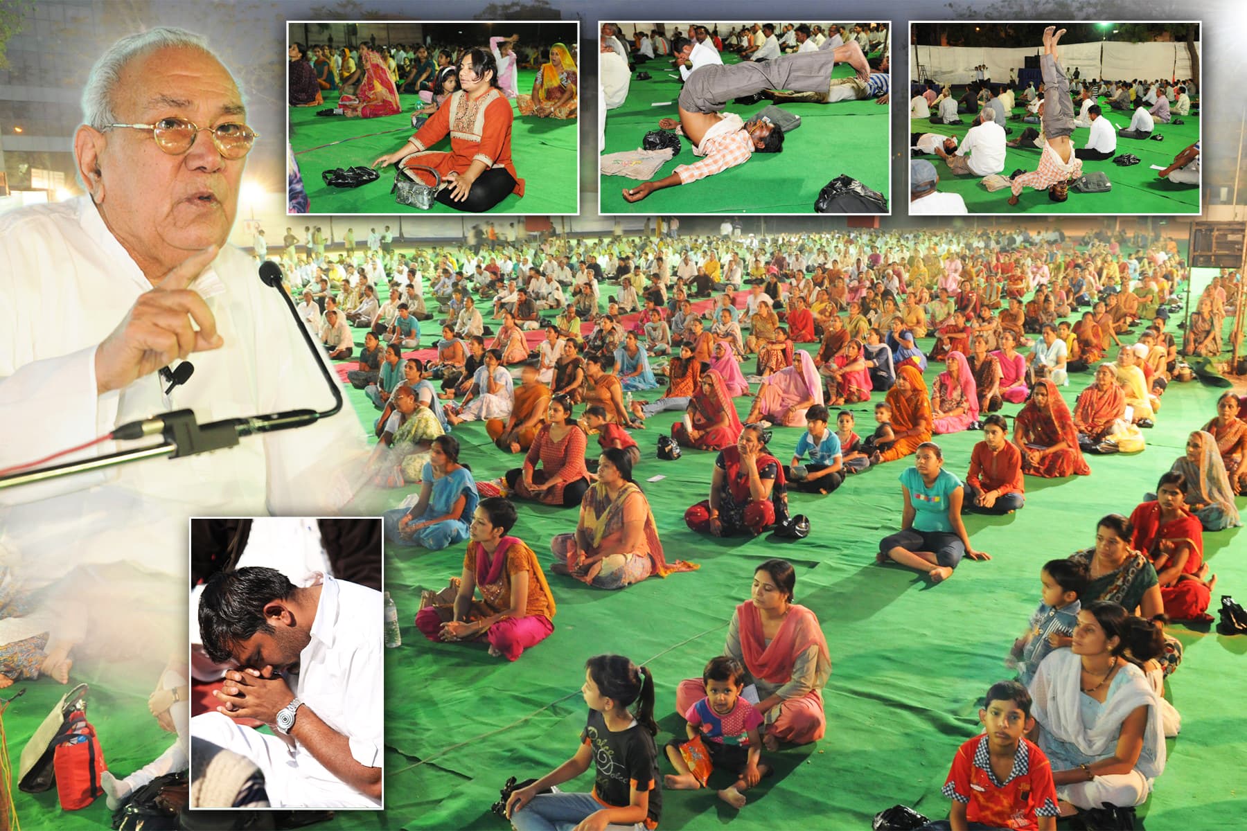 Hundreds of seekers meditating together with Gurudev Siyag
